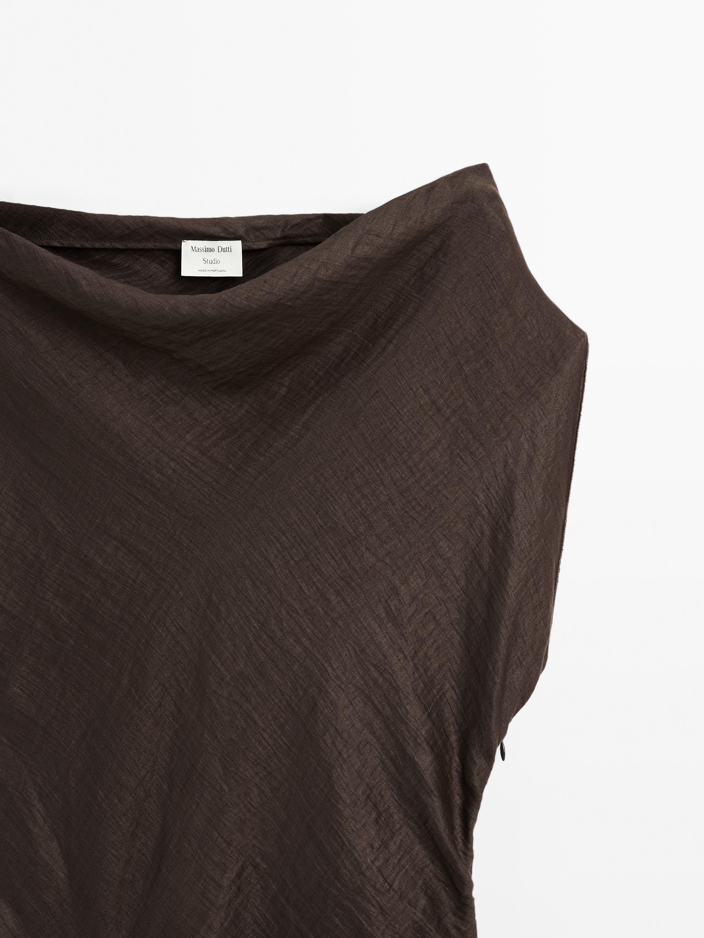 Draped neck top with gathered detail - STUDIO